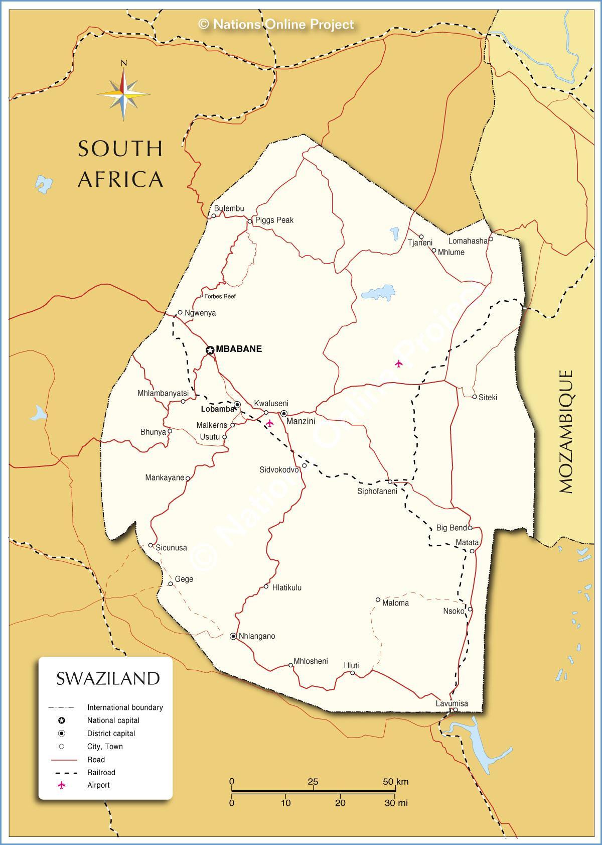 Χάρτης της nhlangano Σουαζιλάνδη
