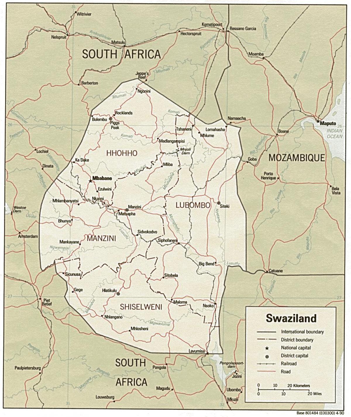 Χάρτης της siteki Σουαζιλάνδη