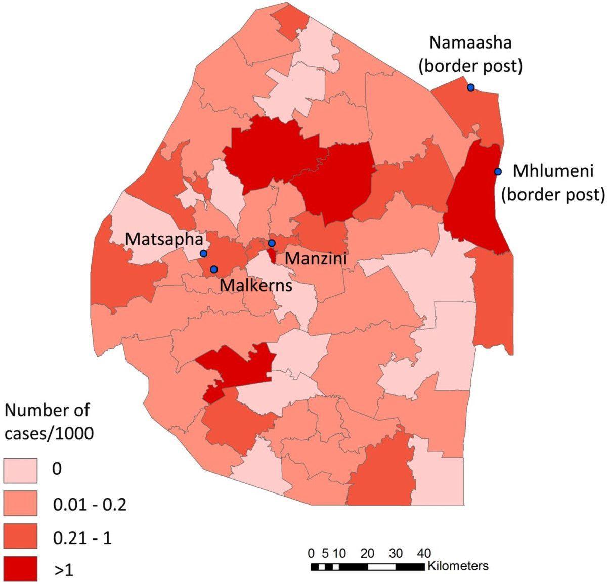 Χάρτης της Σουαζιλάνδης ελονοσία