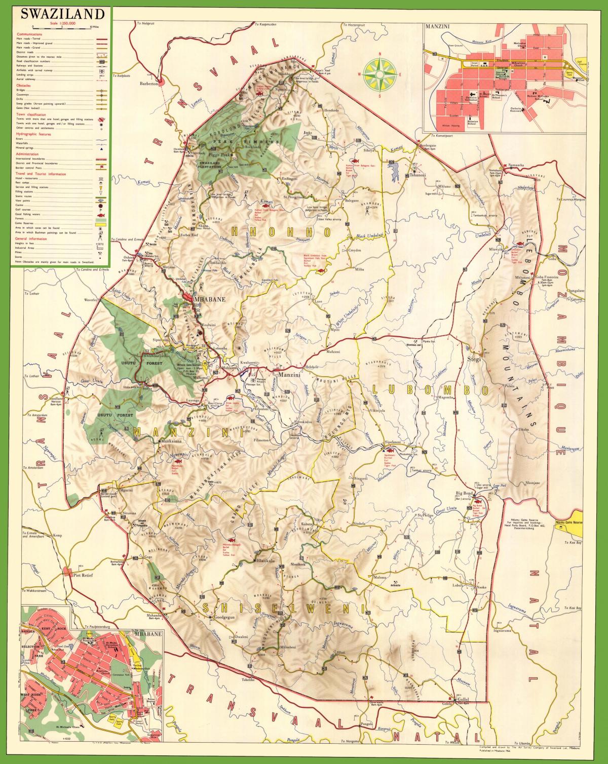 Χάρτης της Σουαζιλάνδης λεπτομερείς